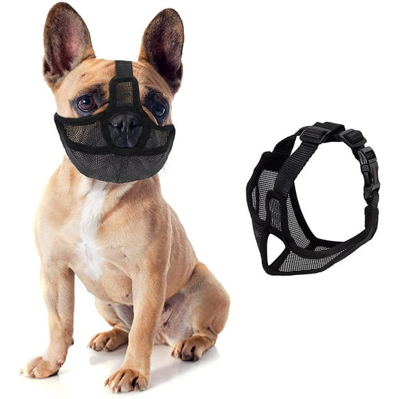 Short Snout Dog Muzzle, Adjustable Bulldog Mask Breathable Mesh Dogs Muzzles,Anti Biting Barking and Licking Chewing,Training Dog Mask for Bull Dogs,Pugs,Shar-Pei, Chihuahua Dogs