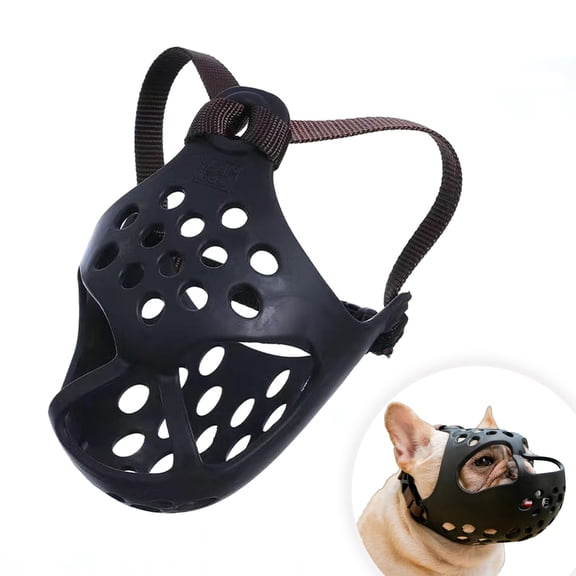 Short Snout Dog Muzzle- Adjustable Soft Silicone Flat Faced Muzzle Bulldog Muzzle Breathable Dog Mask for Biting Chewing Training Licking and Grooming (S（Head 10-13"）, Black)