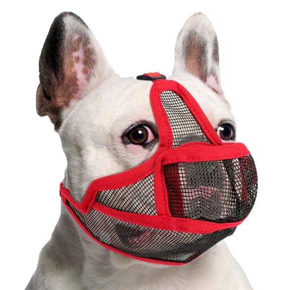 Short Snout Dog Muzzle, Breathable Mesh French Bulldog Muzzle Full Pant Muzzles for Pitbull, Soft Flat Face Dog Muzzles for Pug Prevent Biting Allow Pant & Drink (Blue S)