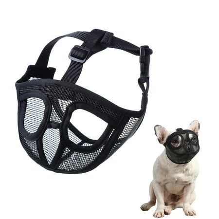 Short Snout Dog Muzzle Bulldog Muzzle Adjustable Breathable Mesh For Training Biting Barking