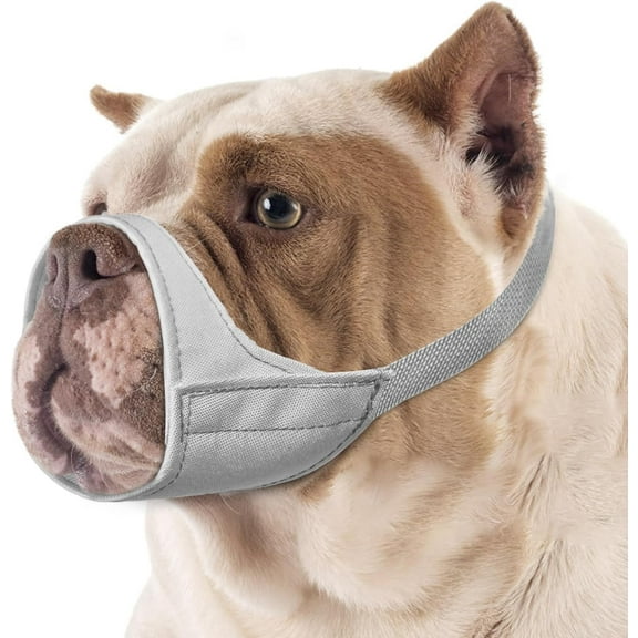 Short Snout Dog Muzzle, Small Muzzle for Chihuahua Shih Tzu American Bully Boxer Puppy, Soft Fabric Mouth Cover for Grooming Vet Visits, Prevent Biting Chewing Fighting
