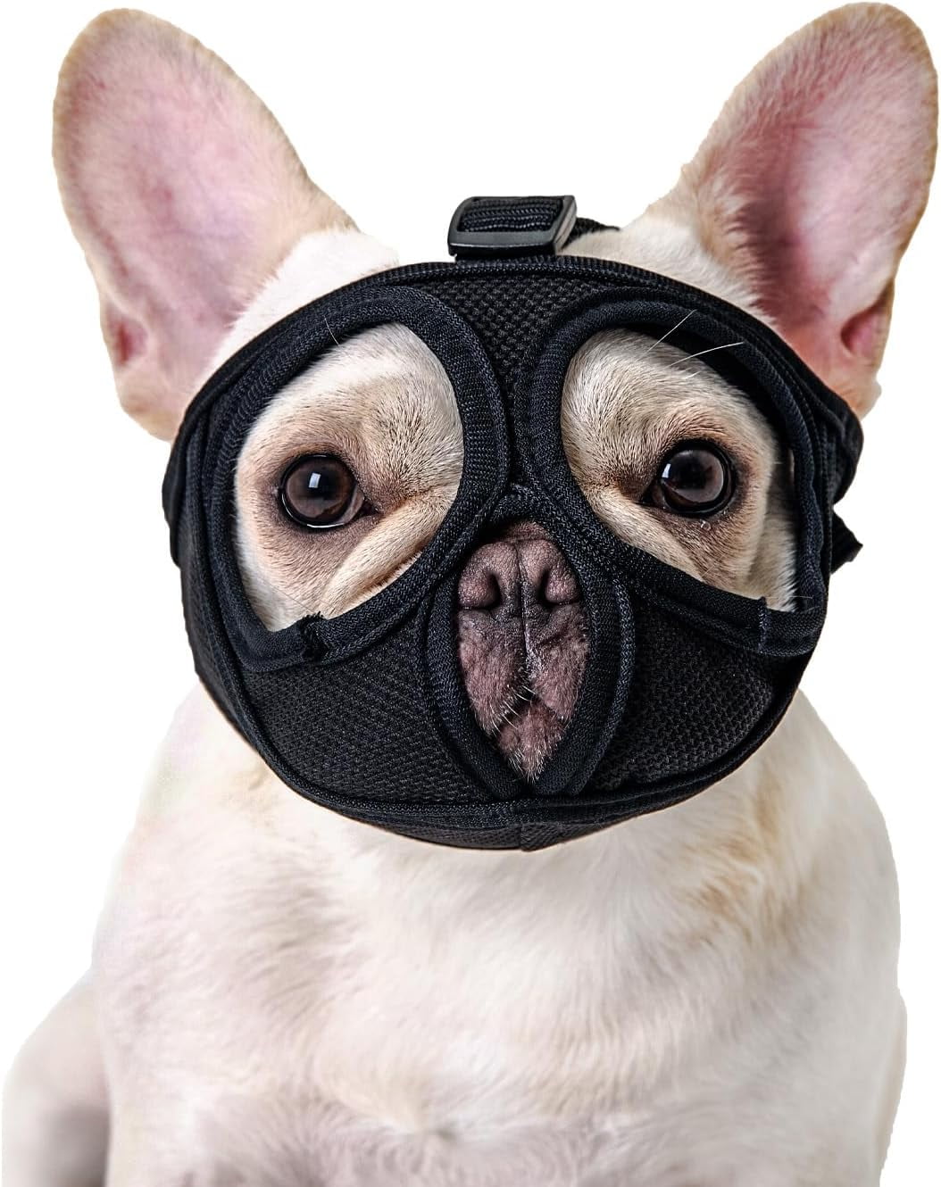 Short Snout Dog Muzzle Soft Breathable Mesh Bulldog Muzzle Won t Cover Eyes Prevent Biting Licking for Dogs