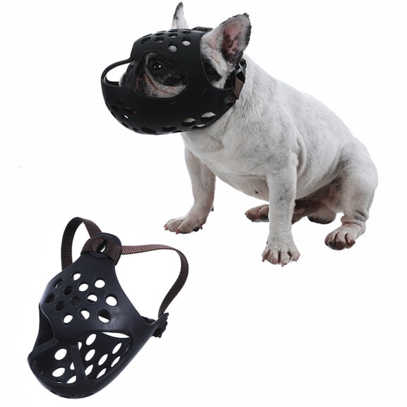 Short Snout Dog Muzzles- Adjustable Soft Silicone Flat Faced Muzzle Bulldog Muzzle Breathable Dog Mask for Biting Chewing Training Licking and Grooming
