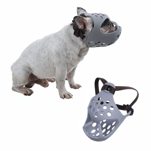 Short Snout Dog Muzzles- Adjustable Soft Silicone Flat Faced Muzzle Bulldog Muzzle Breathable Dog Mask for Biting Chewing Training Licking and Grooming