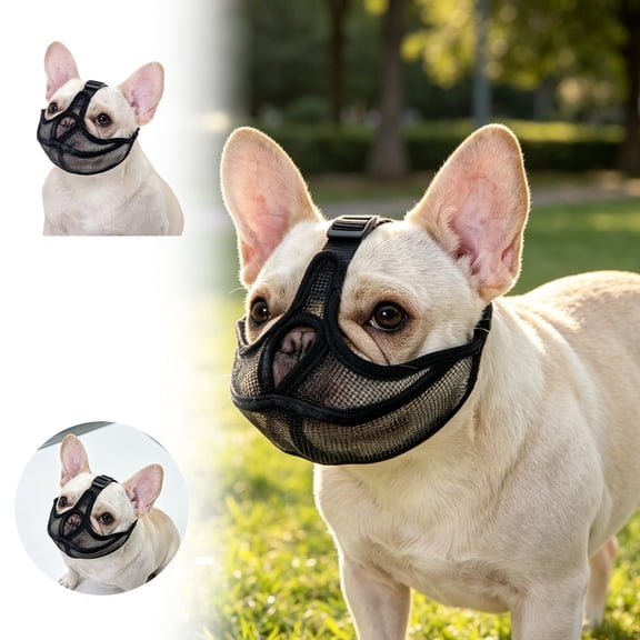 Short Snout Muzzle For French Pug Flat Faced Soft Breathable Mesh Muzzle For Barking Chewing Grooming