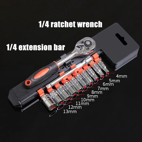 Short Socket Wrench Set, Ratchet Hand Tool Kit for Car Repair, Bicycle Maintenance and Mechanical Use