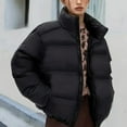 thumbnail image 1 of Short Solid Color Stand Up Collar Women's Winter Jacket, 1 of 13