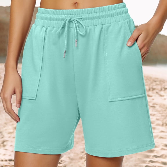 Short Sports Shorts Women's Sports Trousers High Waist Shorts Women's Summer Shorty With Pockets And Drawstring Leisure Shorts For Running Gym Fitness Womens Casual Pants Petite Length Womens Pants