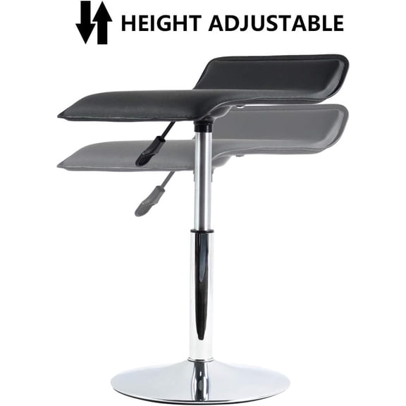 Short Square PU Leather Swivel Shop Stool - Hight Adjustable Mini Counter Stool for Office, SPA, Salon, Task, Work - Small Black$$Office
