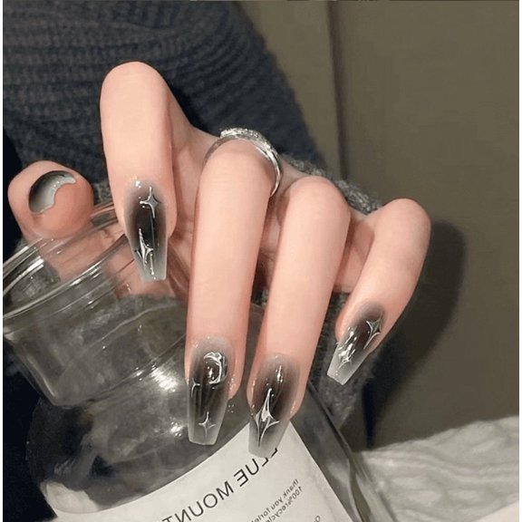 Short Square Press On Nails, Brown & Teal Two Tone Fake Nails - 24PCS Glue On Nails with Jelly Glue & Nail File - Reusable False Nails for Women, Daily Wear & Party - Buy 2 Get 1 Free