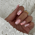 thumbnail image 1 of Short Square Press on Nails,KXAMELIE Glossy Glue on Nails Press on,Made by Gel with Colorful Swirls Glitter Lines 24 Pieces, 1 of 6