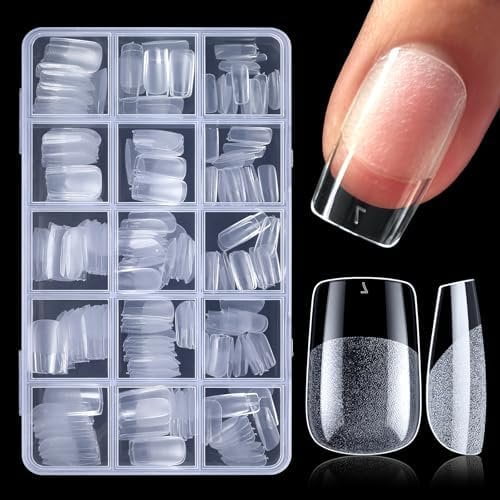 Short Square Tips, 480 count Soft Gel Tips Square Shape Clear Nails Full Cover Nails Tips for Extensions Manicure DIY 15 Sizes