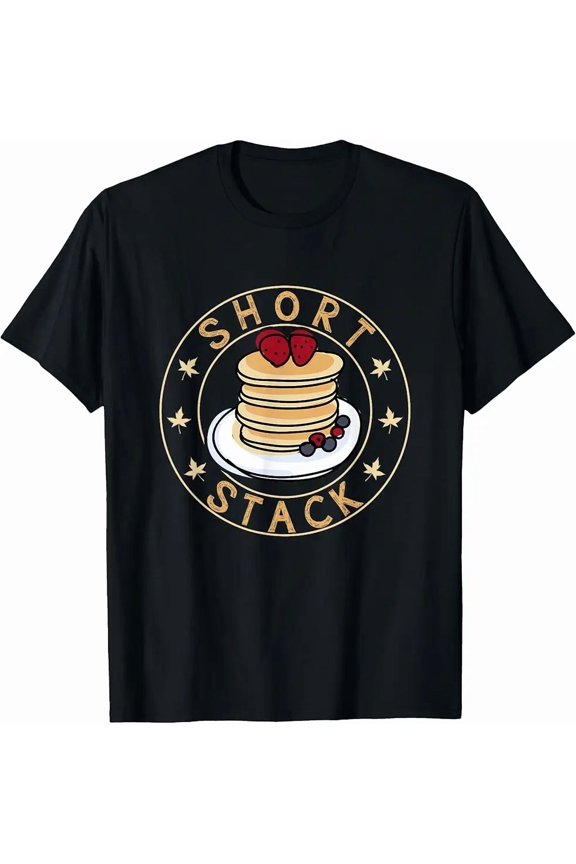 Short Stack Pancake Cute Breakfast Lover Sweet Morning Fun Unisex T-Shirt, up to size 5XL