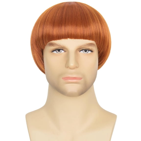 Short Straight Ginger Bowl Cut Wig with Bangs for Men 60s style Cosplay Wig for Halloween Party
