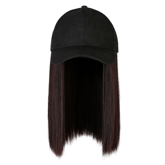 Short Synthetic Bob Baseball Cap Hair Wigs Straight/wave, One-piece Bob Hair Wigs, With Black Baseball Cap, Adjustable For Women