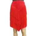 thumbnail image 1 of Short Tassel Latin Salsa Line Dance Competition Practice Skirt Clothes for Women Red, 1 of 1