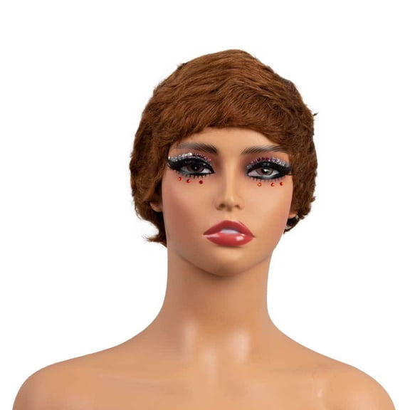 Short Textured Hair Wigs for Women - Retro Fluffy Party Cosplay Hair with Bangs