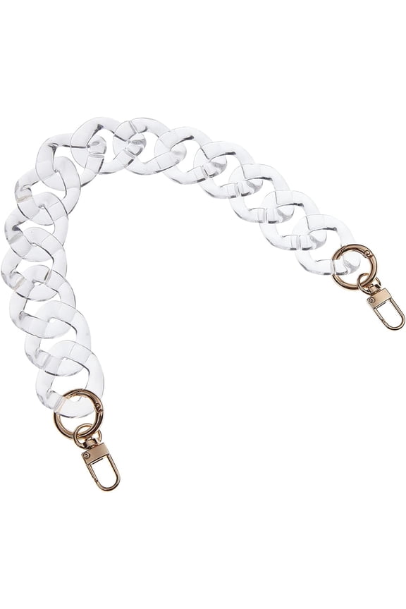 Short Thick Resin Purse Chain Strap Decoration Chain bag Accessories Charms Handbag Purse Replacement Chain purse Bag Handle for DIY Crossbody Bag 41cm/16inch (Clear with Gold Buckle) for DIY