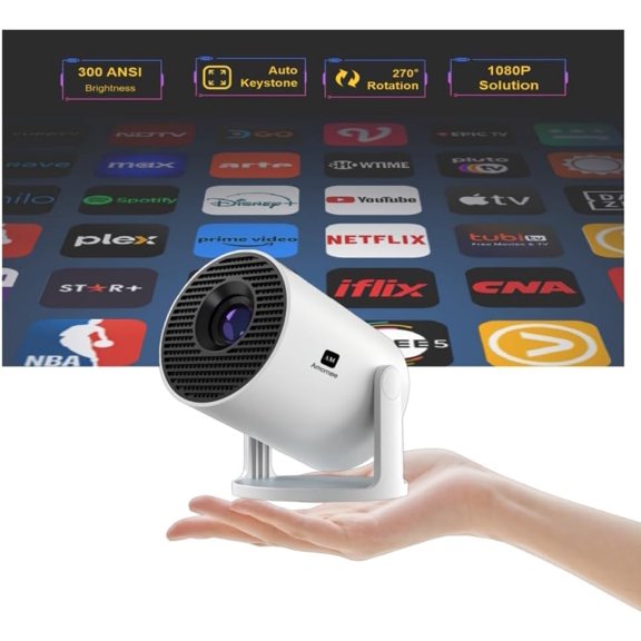 Short Throw Projector with WiFi and Bluetooth, 720P/4K Mini Projector Home Video Projector for Bedroom, Outdoor Movie Night, Auto Keystone Correction