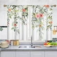 thumbnail image 1 of Short Tier Curtains for Kitchen Bathroom, Floral Green Leaves Cafe Curtains, Soft Airy Kitchen Sink Curtains with Kitchen Bathroom Window Curtains, 36" L x 27.5" W, 2 Panels, 1 of 6