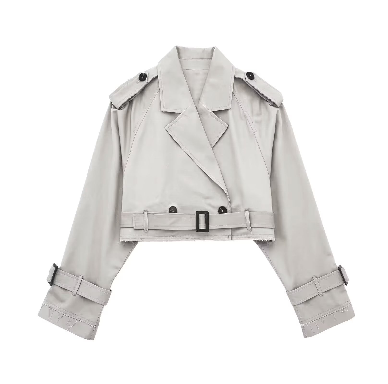 Short Trench Coat Women Solid Long Sleeve Fashion Streetwear