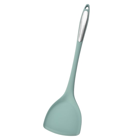 Short Turner, Heat Resistant Spatula Spoon, Flexible Silicone Cooking Scoop Spoonula, Serving Mixing Scraping Food in Pan Cookware, Seamless Multifunctional Kitchen Utensil, 14.96 Inch,Green