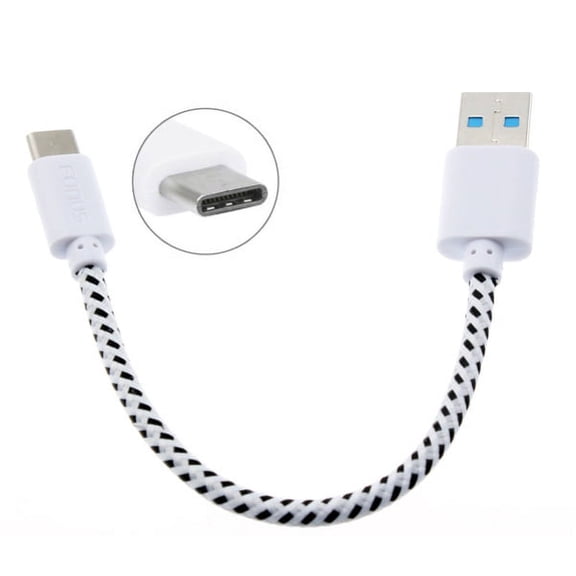 Short Type-C Cable Braided Rapid Charger Sync USB Power Wire R1K Compatible With Samsung Galaxy S10e S10+ S10 (S10 Plus)