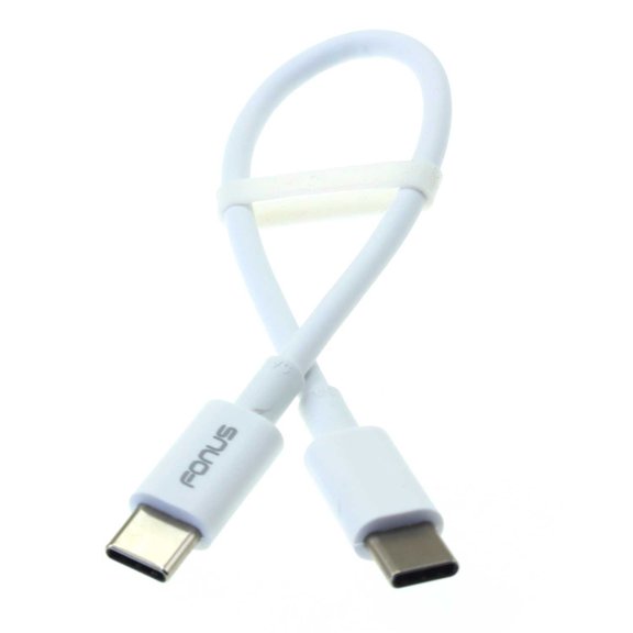 Short Type-C to USB-C Cable for OnePlus Nord N100/N10 5G Phones - PD Fast Charge Cord Power Wire Sync [C-to-C] White Z8L Compatible With OnePlus Nord N100/N10 5G