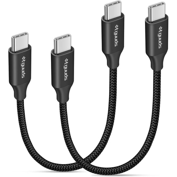 Short USB C to USB C Cable 0.5ft, 2-Pack 60W USBC to USBC Cord, Type C to C Charger Cable Fast Charging for iPhone 16 15 Pro Max Plus, for Samsung Galaxy S24 S23 S22, for MacBook/iPad, Pixel