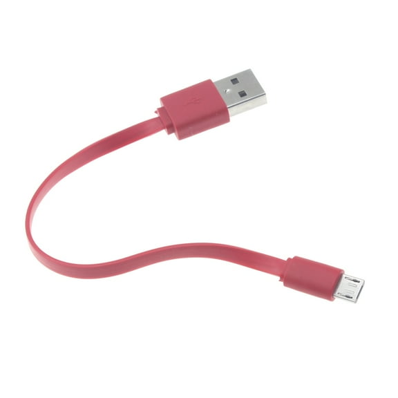 Short USB Cable for Arlo Pro / Pro 2 Security Cameras - MicroUSB Charger Cord Power Wire Red Flat Fast Charge Sync Compatible With Arlo Pro and Pro 2 Models