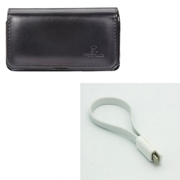 Short USB Cable w Case Belt Clip for iPhone XR/8 PLUS/7 Plus/6S Plus/6 Plus - Charger Cord Power Wire Fast Charge, Leather Swivel Holster Loops Compatible With iPhone XR/8 PLUS/7 Plus/6S Plus/6 Plus