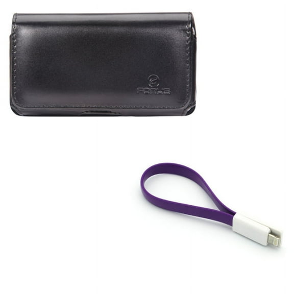 Short USB Cable w Case Belt Clip for iPhone XR/8 PLUS/7 Plus/6S Plus/6 Plus - Charger Cord Power Wire Fast Charge, Leather Swivel Holster Loops Compatible With iPhone XR/8 PLUS/7 Plus/6S Plus/6 Plus