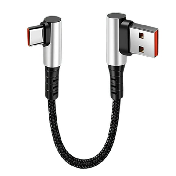 90 Degree Elbow 480Mbps Nylon USB to Type C Quick Power Cable for Charging and Data Transfer