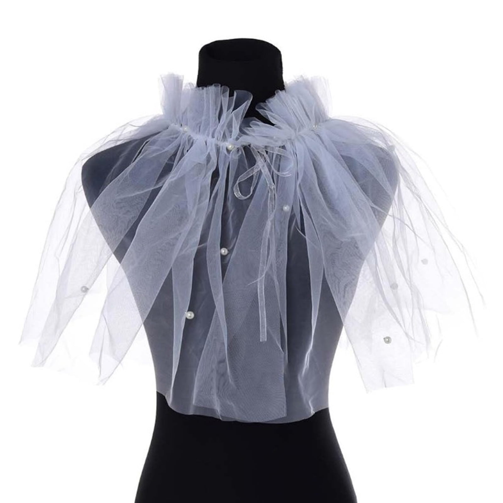 Short Veil Bridal Shawl with Beadwork and Tied Designs Sheer for ...