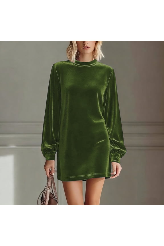 Short Velvet Dress for Women Long Sleeve Cocktail Dress Boat Neck Bodycon Mini Dress for Christmas Wedding Party