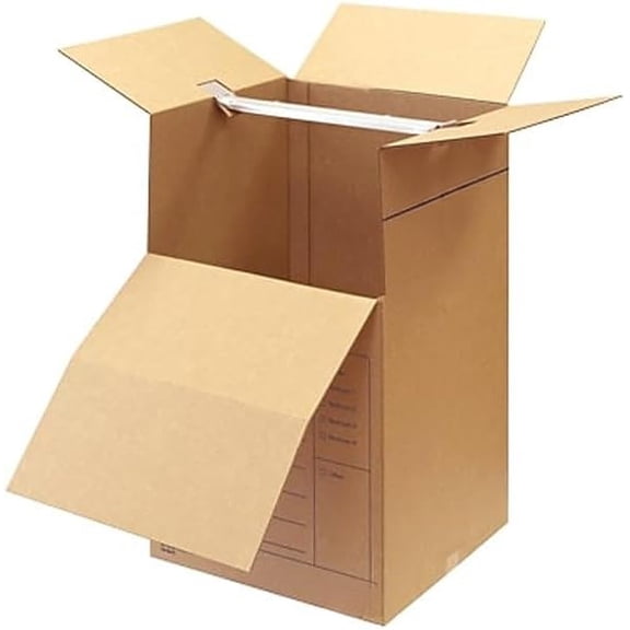 Short Wardrobe Moving Boxes 3 Pack – 20 x 20 x 34 in Storage Boxes, Easy Assembly, Ideal for Hanging Clothes and Garment Storage