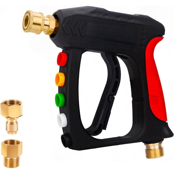 Short Washer Wand High 5 Nozzle Holders 3000 PSI, Cannon Attachment 1/4" Quick Connector Outlet,M22-14mm M22-15mm Fitting, Not fit for Garden Hose