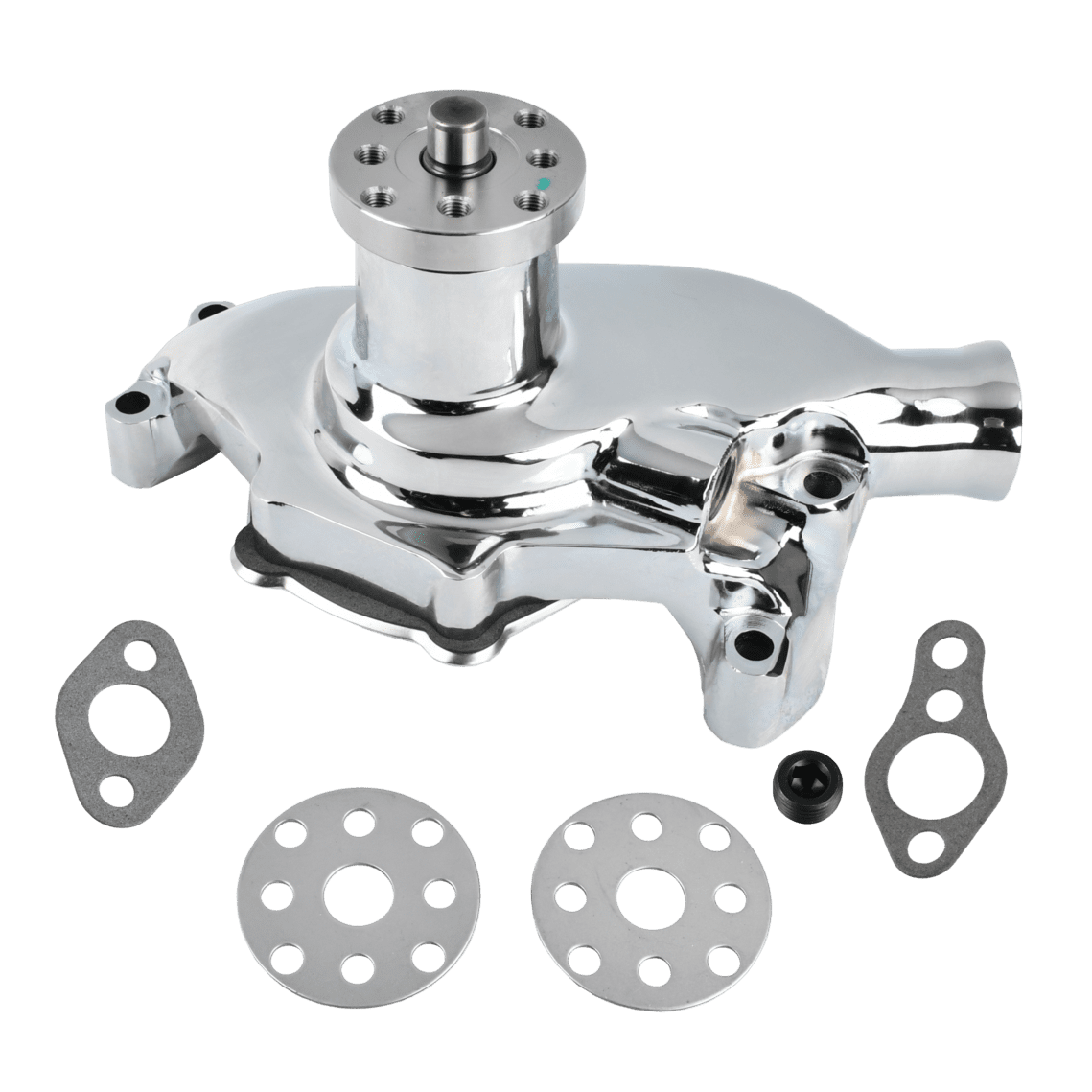 Polished Aluminum Short Water Pump For Small Block Chevy (SBC) 283 327 350 - High Volume