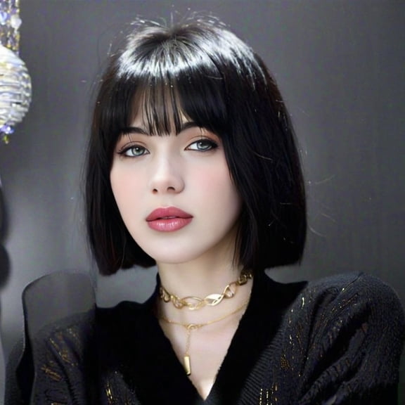 Short Wave Air Bangs Full Wig - Chemical Fiber Hair for Stylish Looks Breathable, lightweight