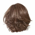 thumbnail image 1 of Short Wave Curly Wigs for Women, with Inclined Bangs, Layered Wavy Bob Wig with Medium Length, Average Cap, Elegant Puffy Synthetic Fibre Wig for Daily Party-Brown-11.8''Length, 1 of 6