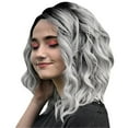 Short Wavy Bobo Human Hair Rose net Wig Glueless Front Wigs Gray Women