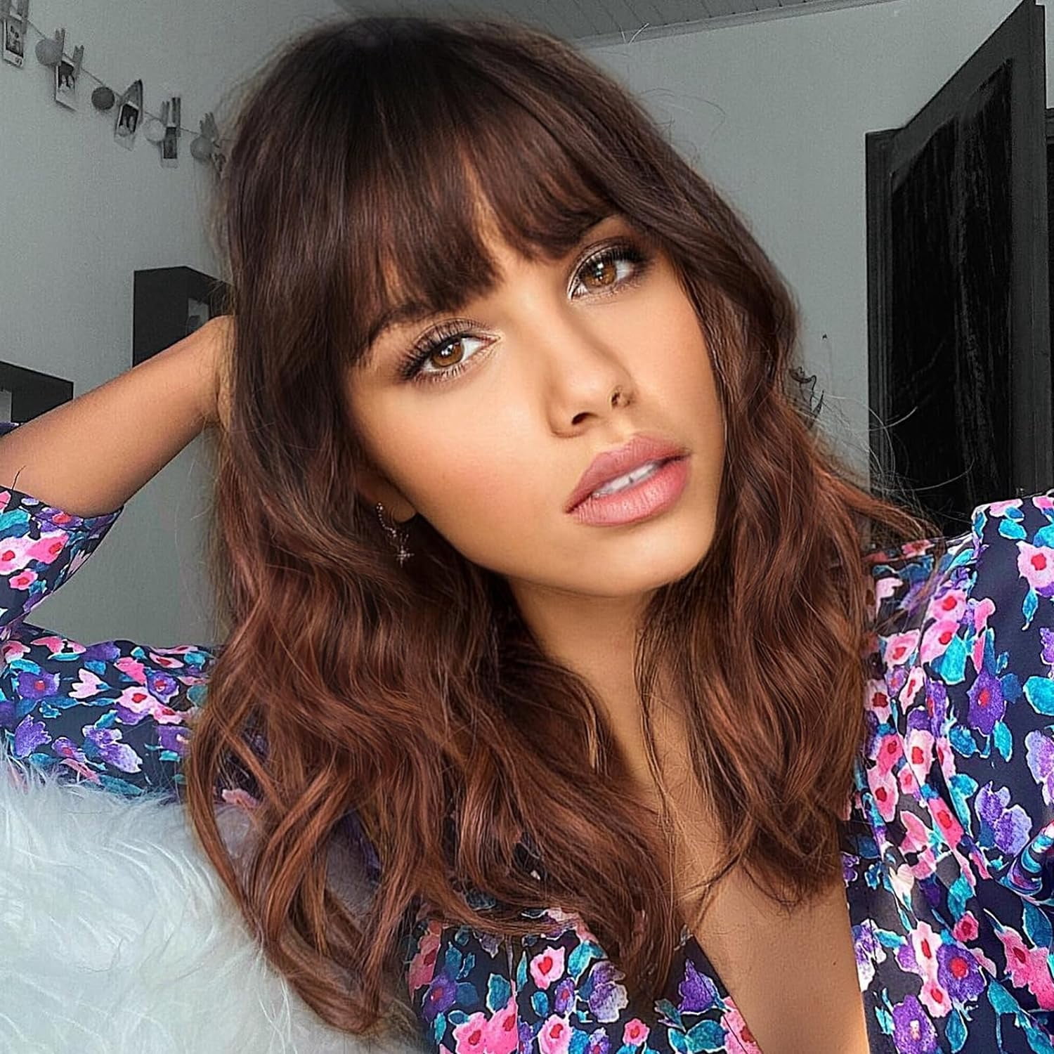 Short Wavy Wig with Bangs for Women Shoulder Length Bob  display picture 1