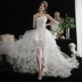 thumbnail image 1 of Short Wedding Dresses Modern Boning Spaghetti Strap A Line Tea Length White Bridal Gown, 1 of 7