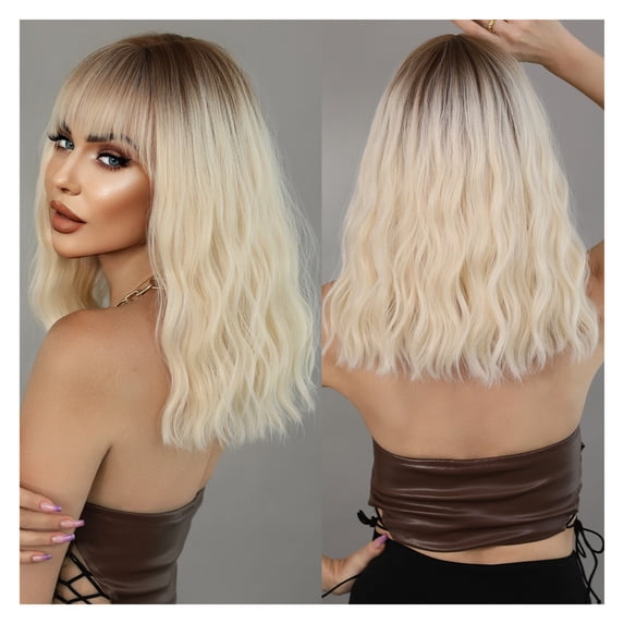 Short Wig Blonde Wig for Women Daily Party Synthetic Hair Wig with Heat Resistant Fiber