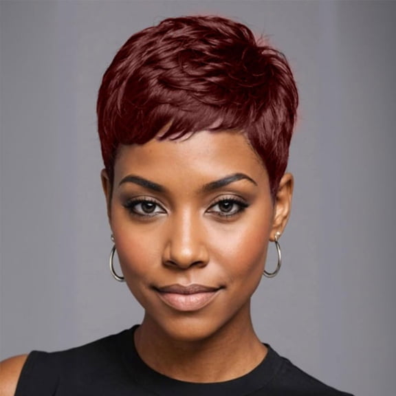 Short Wigs for Black Women Wine Red Pixie Cut Wig Short Curly Pixie Wigs