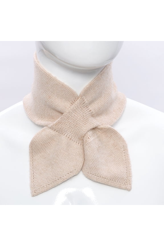 Warm Knitted Neck Warmer for Women Winter Soft Gaiter Scarves Solid Color Pullover Collar Scarf Neckerchiefs Beige Free