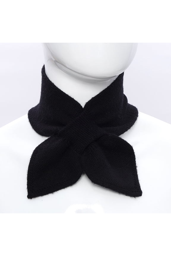 Short Winter Scarf Knitted Scarf for Women Y2K Fashion Neckerchief Decoration Wraps Soft Warm Scarves Neck Warmer Black Free