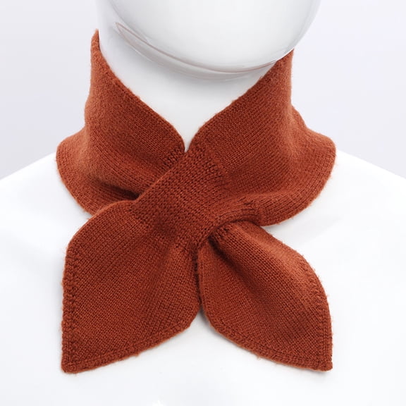 Short Winter Scarf Knitted Scarf for Women Y2K Fashion Neckerchief Decoration Wraps Soft Warm Scarves Neck Warmer Light Brown Free