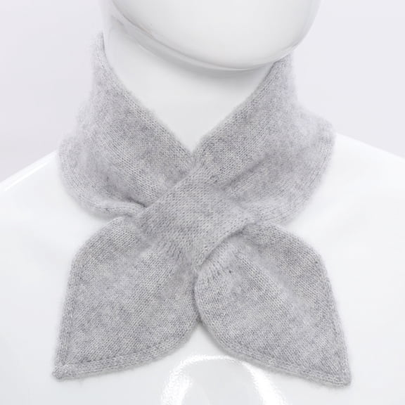 Short Winter Scarf Knitted Scarf for Women Y2K Fashion Neckerchief Decoration Wraps Soft Warm Scarves Neck Warmer Light Gray Free