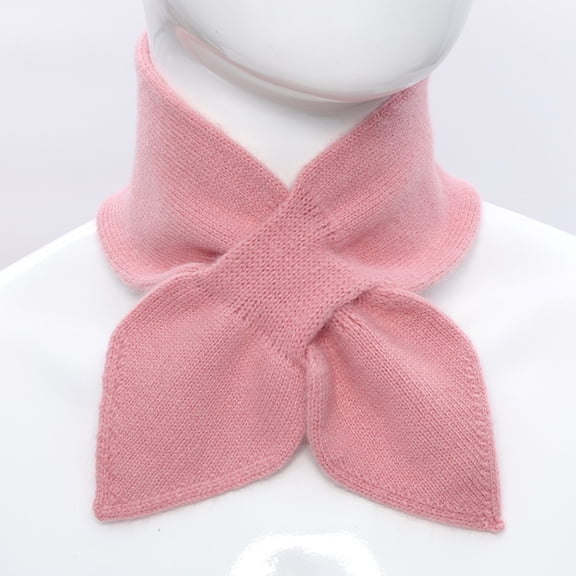 Short Winter Scarf Knitted Scarf for Women Y2K Fashion Neckerchief Decoration Wraps Soft Warm Scarves Neck Warmer Pink Free